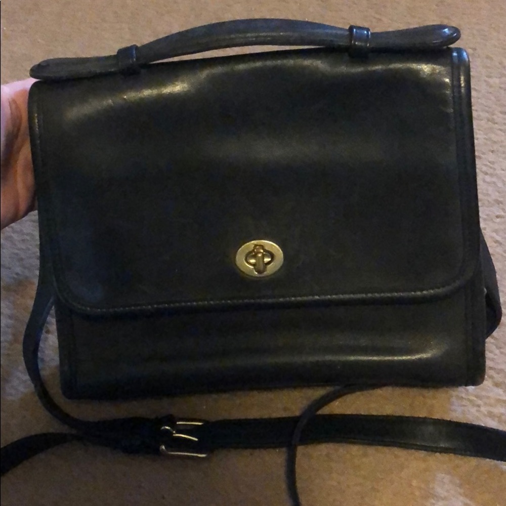 Classic coach black leather purse